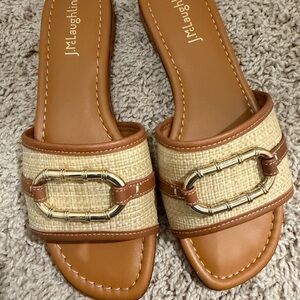 McLaughlin Ethel Grass Cloth Slip On Slides.